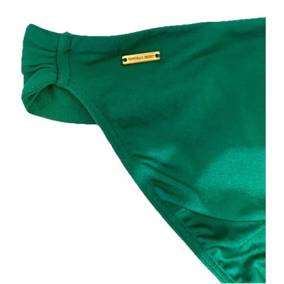 Victoria‎ Secret Bikini Bottom Size XS Logo Lined Emerald Green Shimmery Beach - Picture 4 of 4